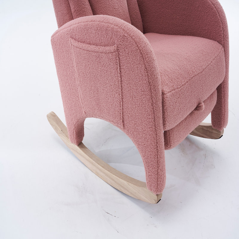 Chaise berçante en tissu avec repose-pieds réglable, Rose