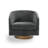Applewold Upholstered Gray Chenille Swivel Barrel Chair with Solid Wood Base-114606129