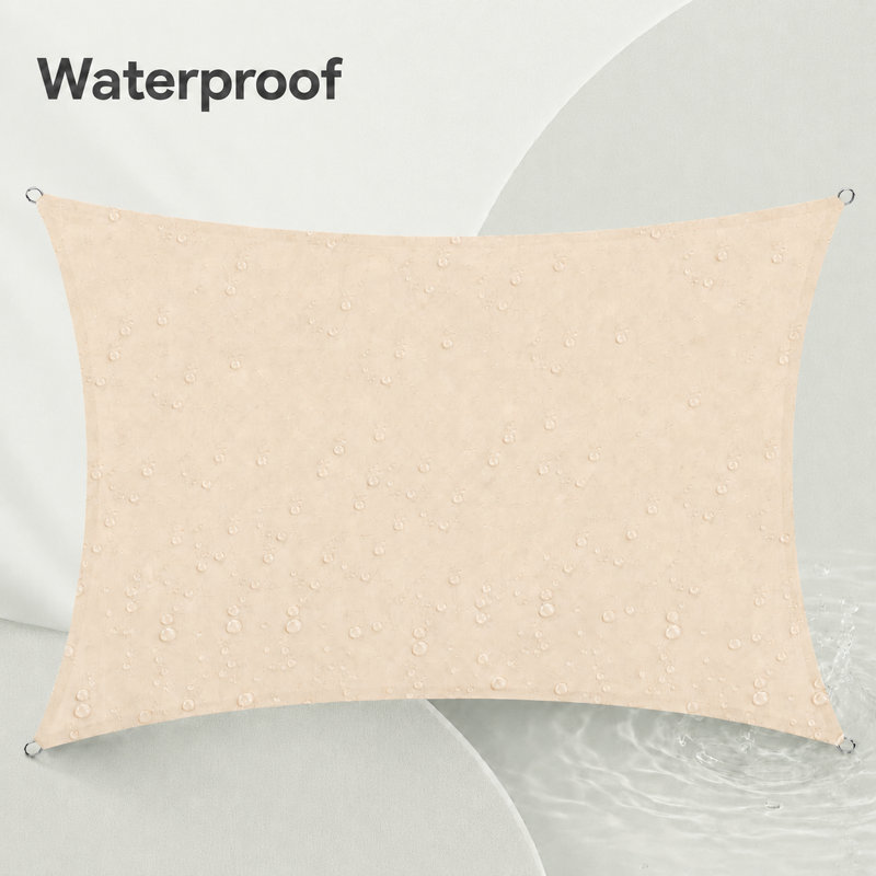 Waterproof 7' x 12' Rectangle Shade Sail, Beige