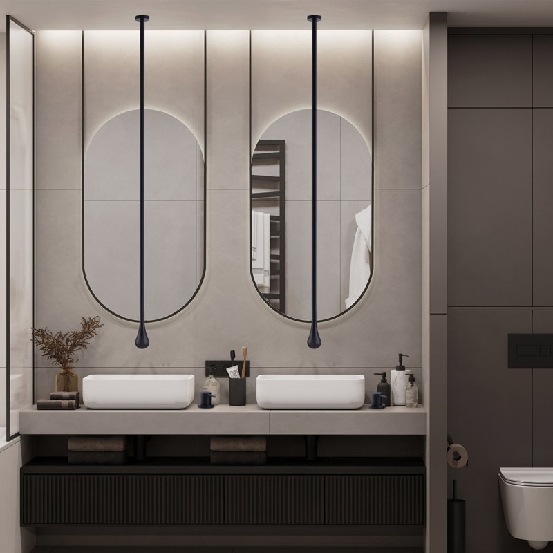 Robinet de lavabo de salle de bain monocommande en laiton massif 63 po avec drain, Noir mat, Drainage inclus