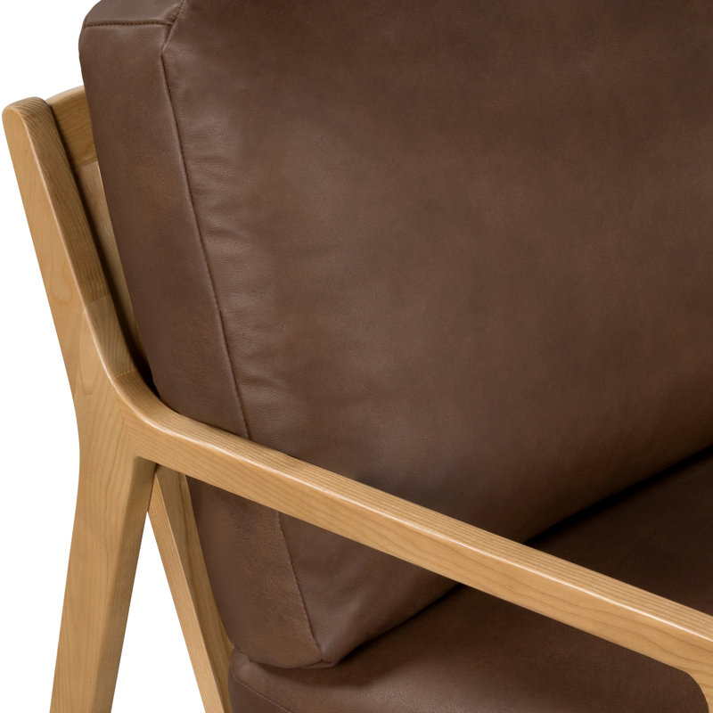 Carmelo Genuine Leather Accent Chair, Dark Brown Genuine Leather