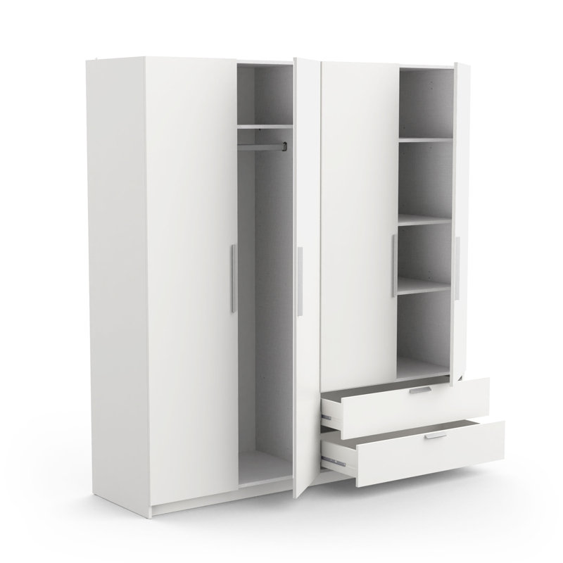Craigwood 4 Door Manufactured Wood Wardrobe, White