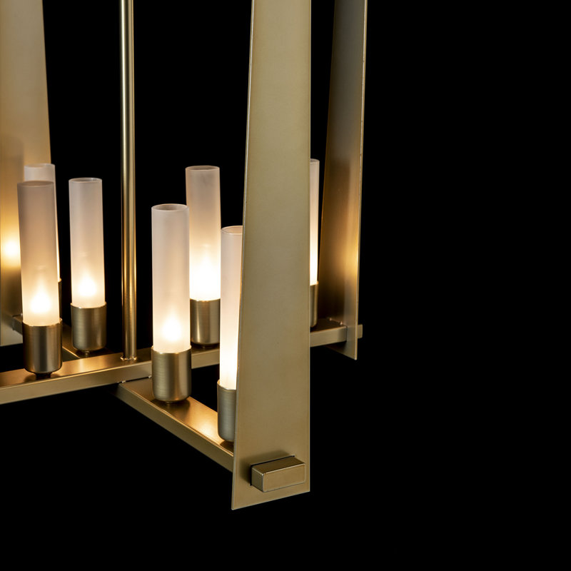 Triomphe 8 - Light Lantern Geometric Chandelier, Modern Brass