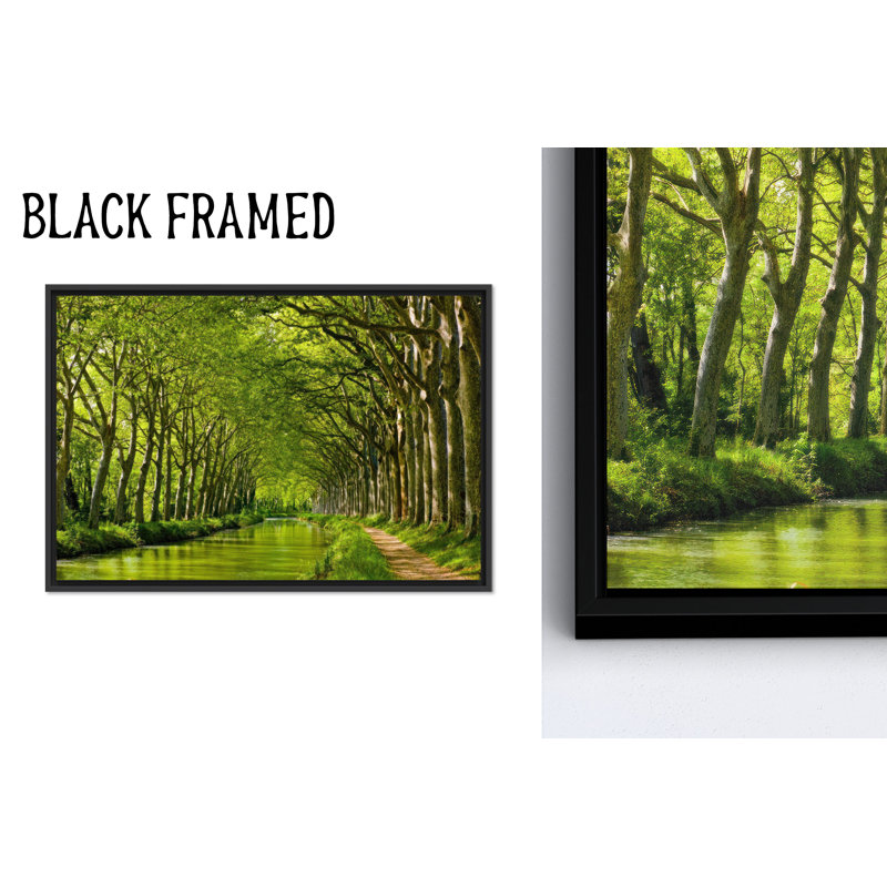 Reproduction d'art sur toile imprimée: Arbre vert, décor de paysage élégant, 1P BlackFramedCanves, 31,6 po H x 43,4 po l