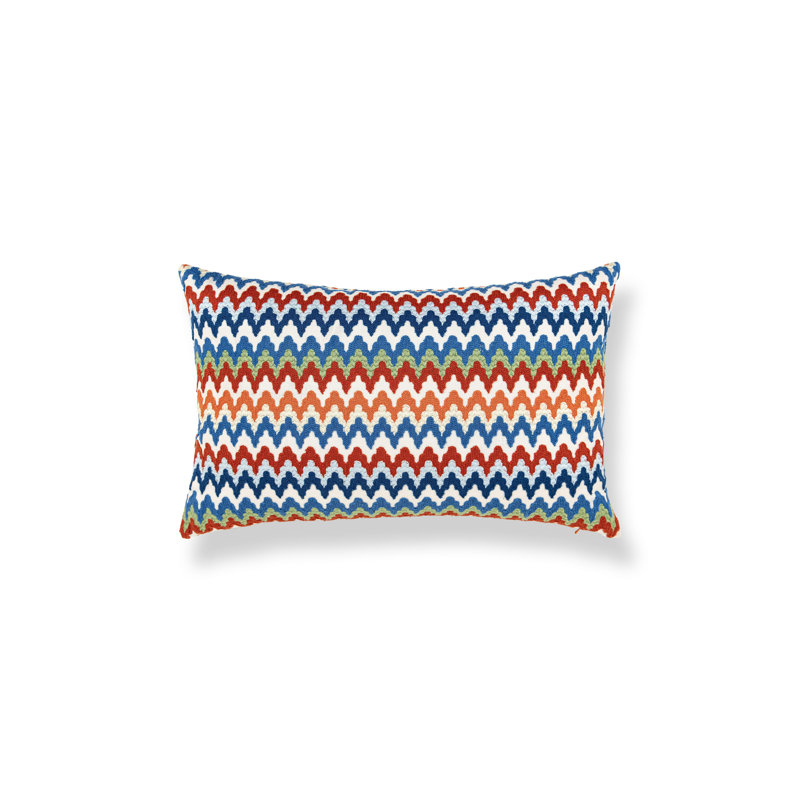 RAINBOW MOUNTAIN CREWEL PILLOW, Cobalt Rouge, Rectangle - 22"H x 14"W