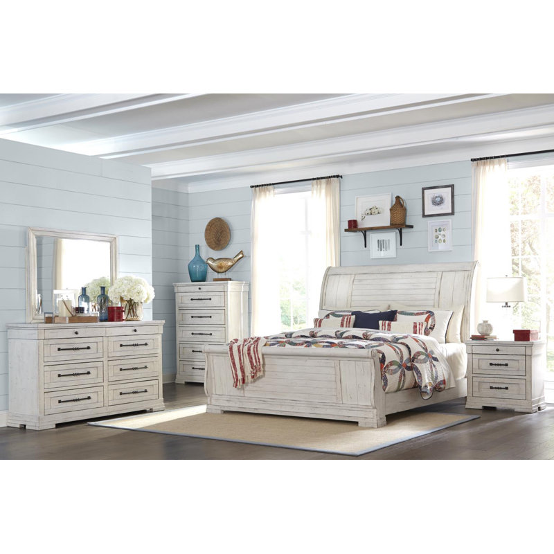 Chalk White Transitional 8-Drawer Farmhouse Dresser