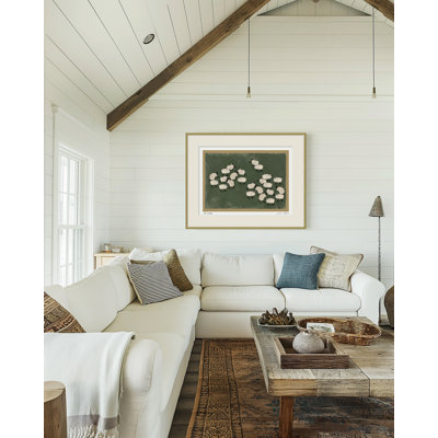 Mod-Ensemble The Sheep by ChiChi – Minimalist Farm Artwork with Ovines on Green Background | 24"H x 32"W | Gold Frame