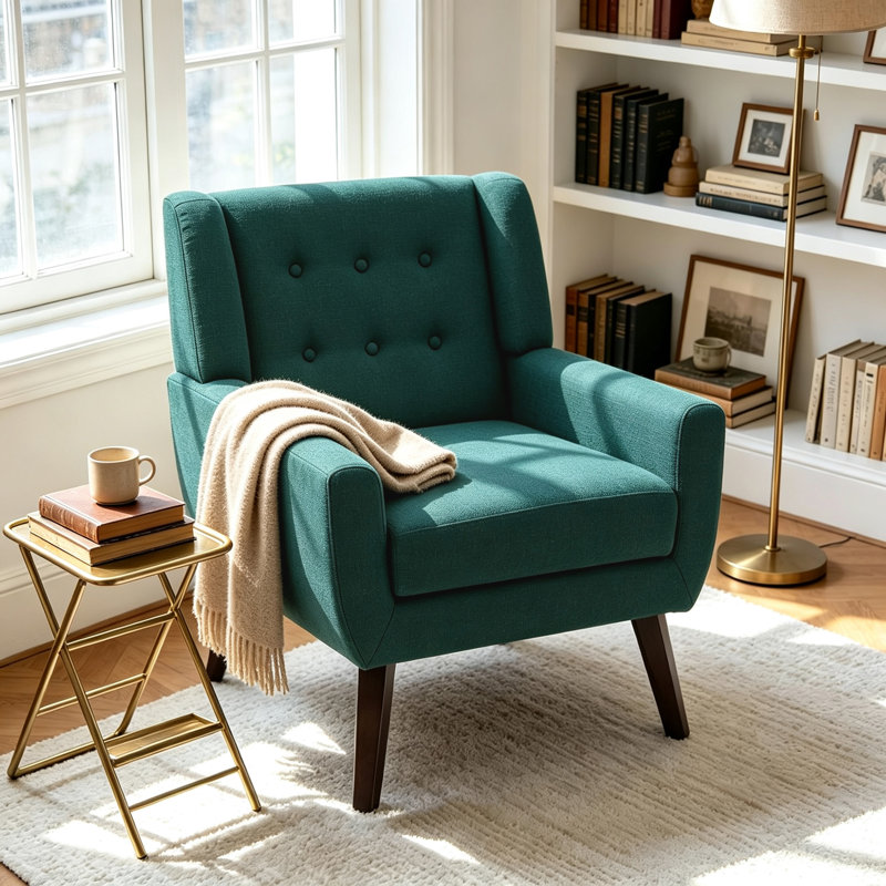 Fauteuil Jaqueze, Mélange de lin performance bleu clair