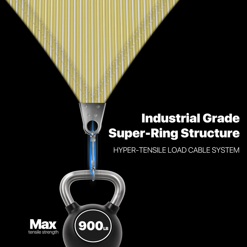 Royal Super Ring Shade Triangle Super Ring Shade Sail With Hardware Kit & Rope, 18 ft  x 18 ft  x 18 ft, Beige