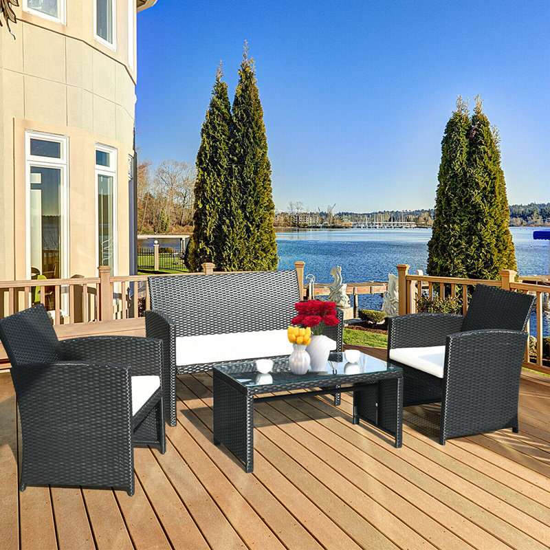 Afridi 4 - Person Patio Conversation Set with Cushions