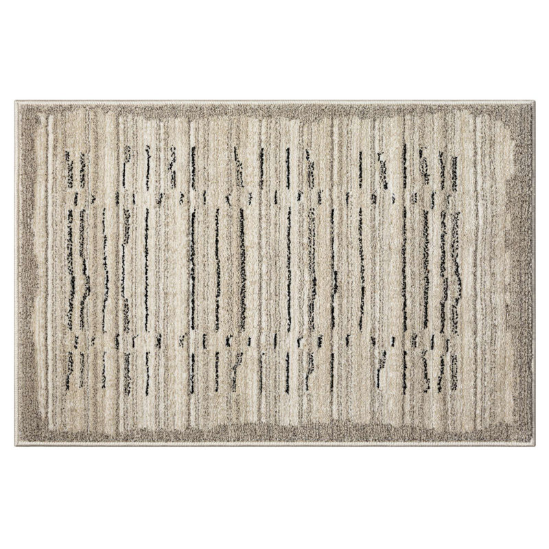 Tapis beige / taupe en polyester tissé à la machine Jumanne, Rectangle 2 pi x 3 pi
