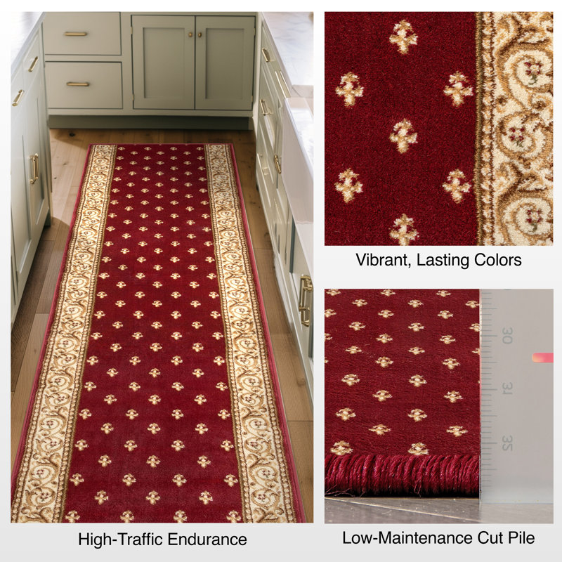 Tapis d'escalier Almore Fleur De Lis, Tapis de couloir 2 pi 2 po x 35 pi