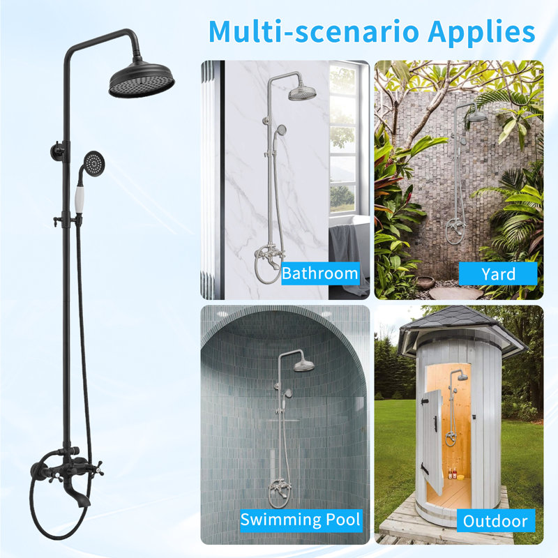 Système de douche complet à aiguilleur, Noir mat