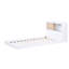 Lit simple avec tête de lit bibliothèque - mobilier de style Mid-Century blanc et espace de rangement naturel-945542953