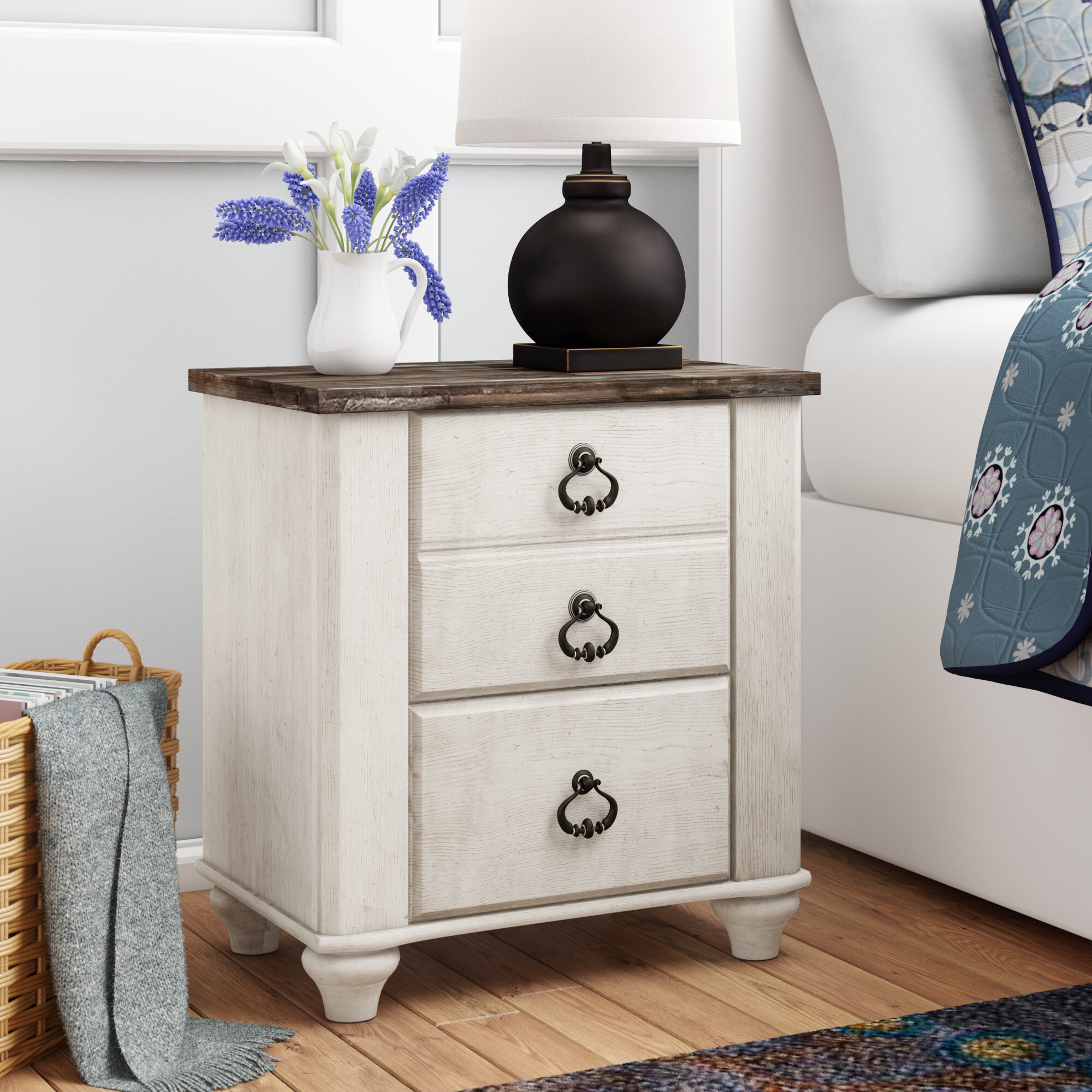 One Allium Way Aidsa Drawer Nightstand In Whitewash Reviews Wayfair