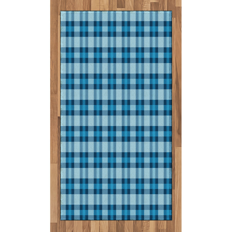 Checkered High Density Long Fiber Poly Threads Decorative Area Rug Carpet, Rectangle 2'7" x 5'