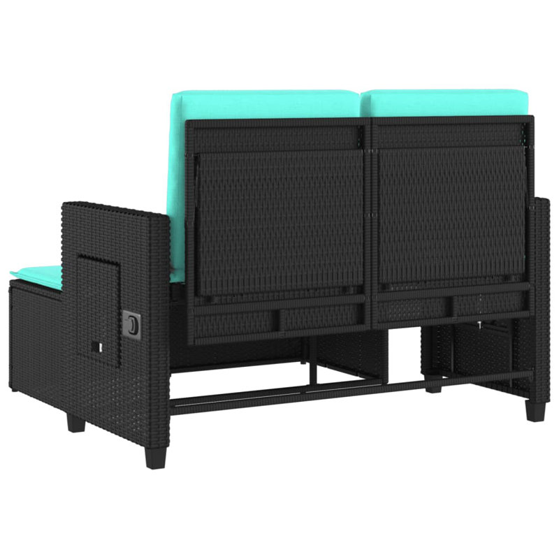 Banc de patio inclinable avec coussins vidaXL, Bleu et noir