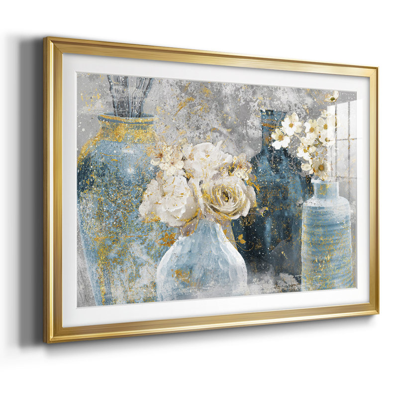 Vessels and Blooms Blues, Or, H 15 po x l 21 po x P 1,5 po