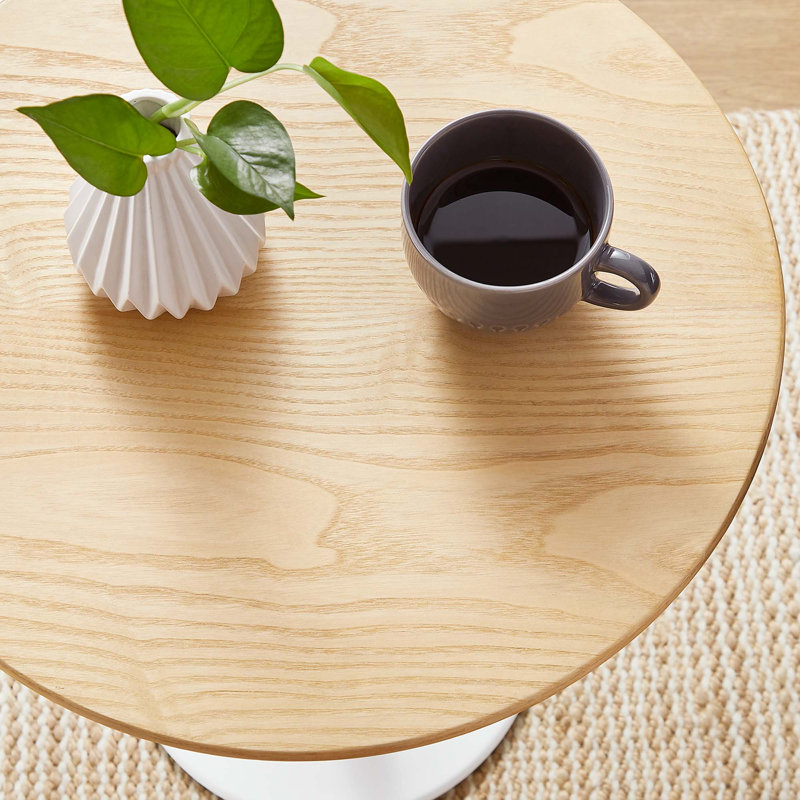 Modway Lippa Round Side Table, Natural, White