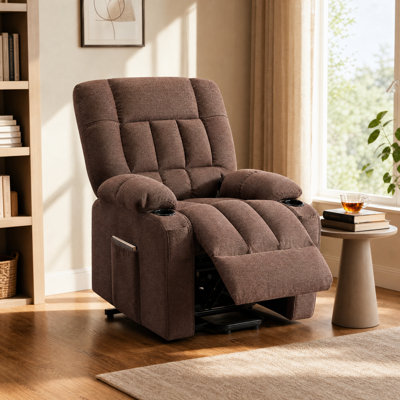 36" Wide Upholstered Power Lift Recliner, Electric Lift Chair with Massage and Heat, Ergonomic Lounge Sofa Chair for Home Use