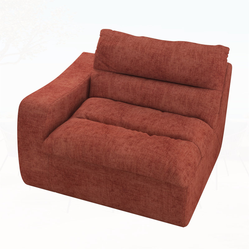 Chaise longue de plancher avec accoudoir gauche, Tissu orange