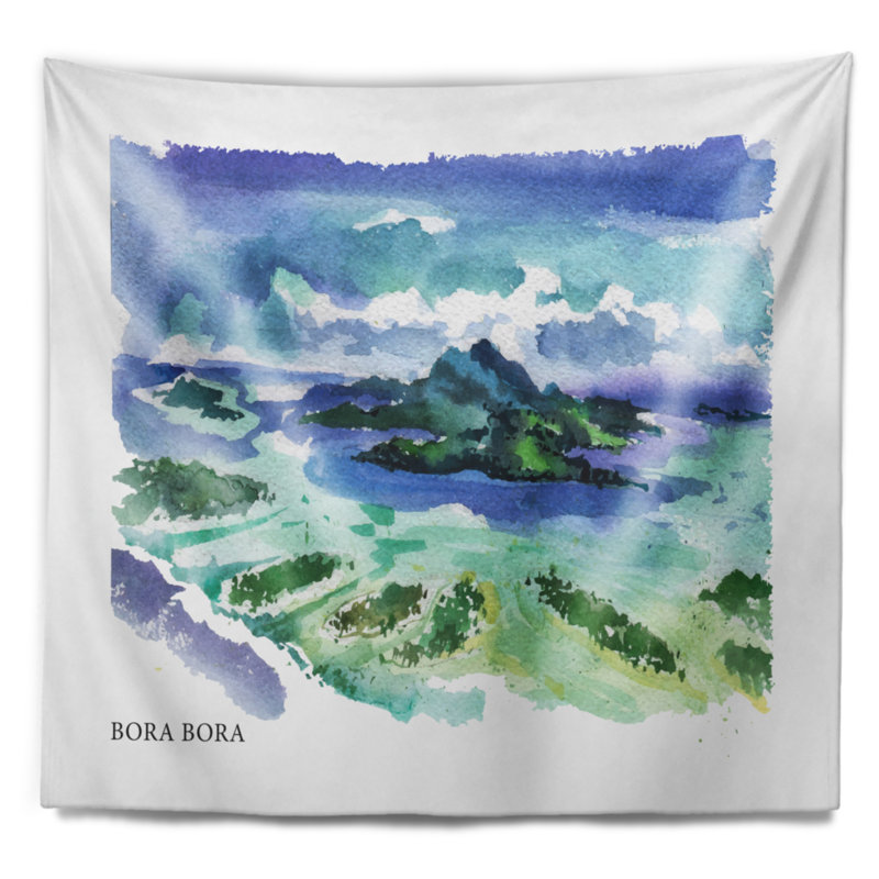 Paysage urbain bora bora vector illustration tapisserie, H 32 po x l 39 po