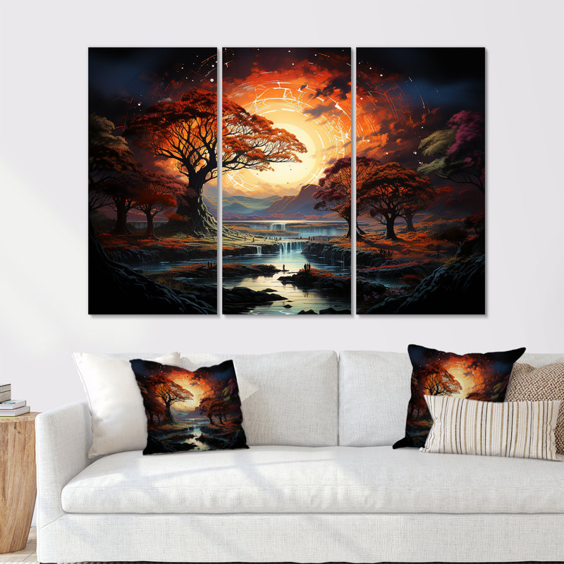 Native Art Circle Of Life Sunrise - Ensemble de décoration murale Native American Art, H 28 po x l 36 po x P 1 po