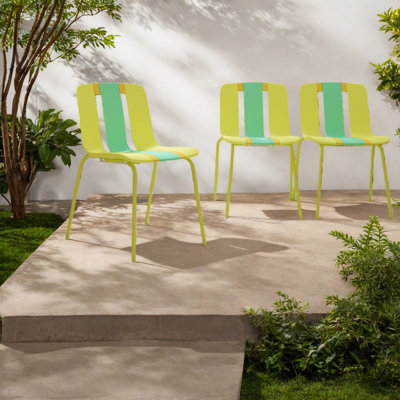 Durable Patio Dining Chairs, Pp Plastic Metal Frame, Modern Indoor Outdoor
