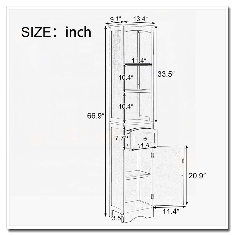 Armoire de rangement autoportante avec tiroirs, Gris