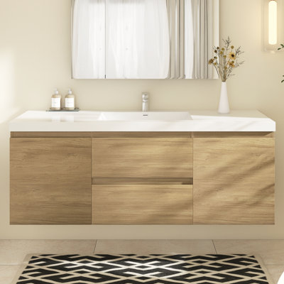 Oxce 60'' Single Bathroom Vanity with Resin Top
