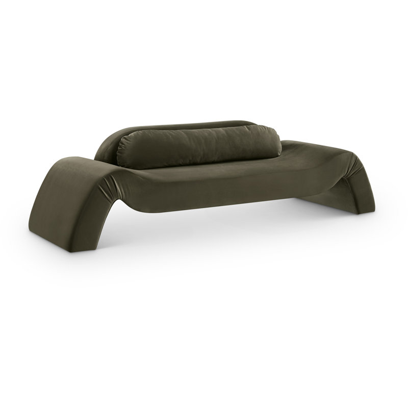 Causeuse Austin, Velours vert, 29.5" H x 107" W x 34" D