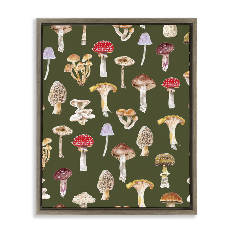 "Mushroom Repeating", art mural encadré flottant par Two If By Sea Studios, Cadre flottant orme Montalcino, H 21 po x l 17 po