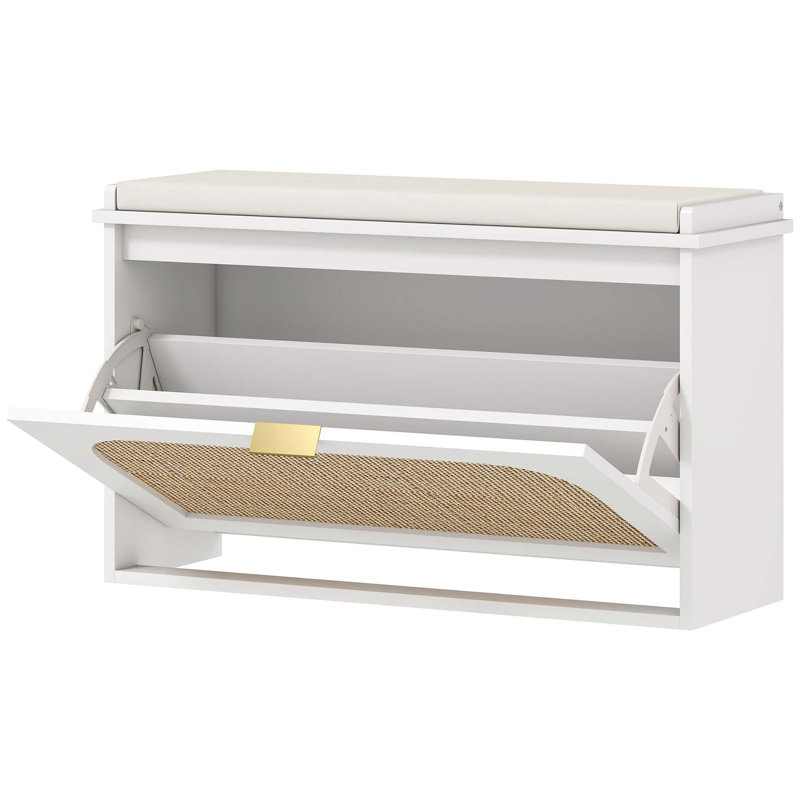 Shoe Storage Bench, 47cm H x 80cm W x 26cm D, Beige/White