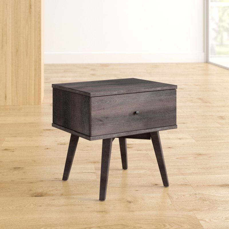 Muir 50.2cm W Particle Board / Chipboard Bedside Table, Brown/Antico Wenge