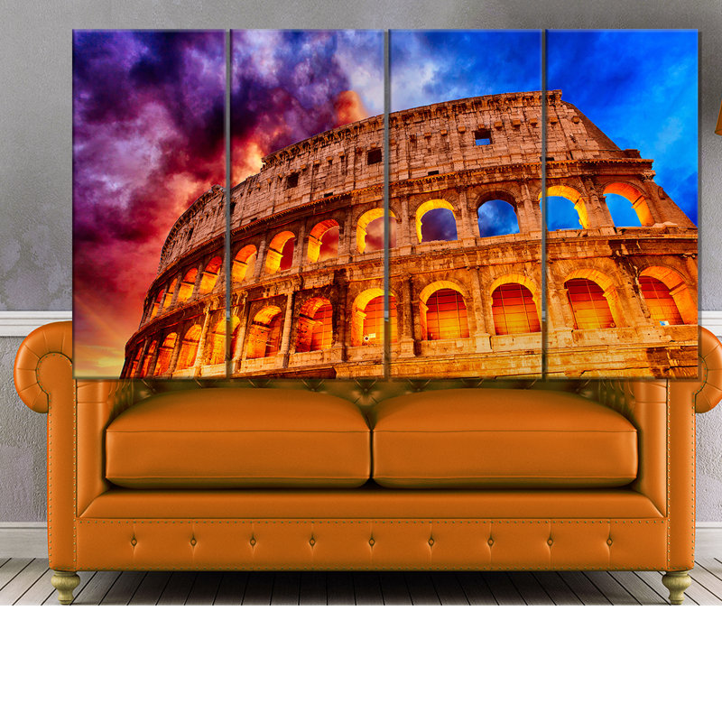 Colosseum rome, ensemble de 4 reproductions de photos sur toiles tendues