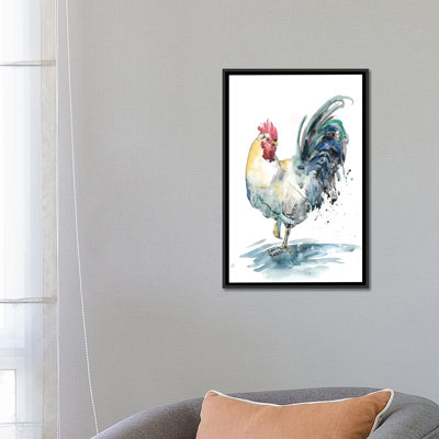« coq splash i », reproduction de peinture à l’aquarelle sur toile tendue