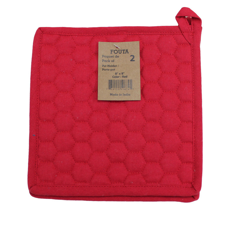 Kitchens Cotton Stripe Waffle Kitchen Towel Linen Set, Red