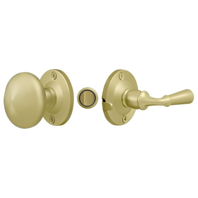 Loquet pour porte de tempête Deltana SDL980U3, rond, serrure tubulaire en laiton poli, Laiton poli