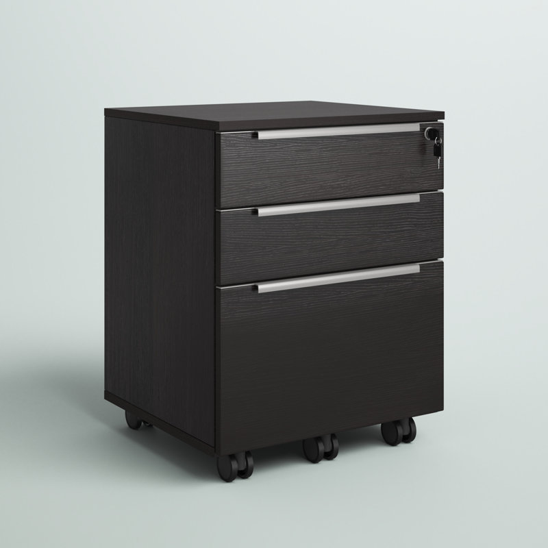 Maysey 20 " Wide 3 Vertical Filing Cabinet, Espresso/Silver