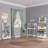 RiverRidge Kids Art Table Desk with Ladder Shelf and Open Storage Shelf for Playroom - White with 2 10" Floating Bookshelves