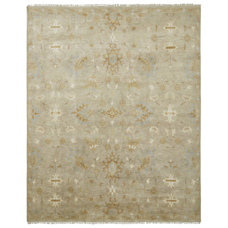 Ember Beige Hand-Knotted Wool Oriental Area Rug
