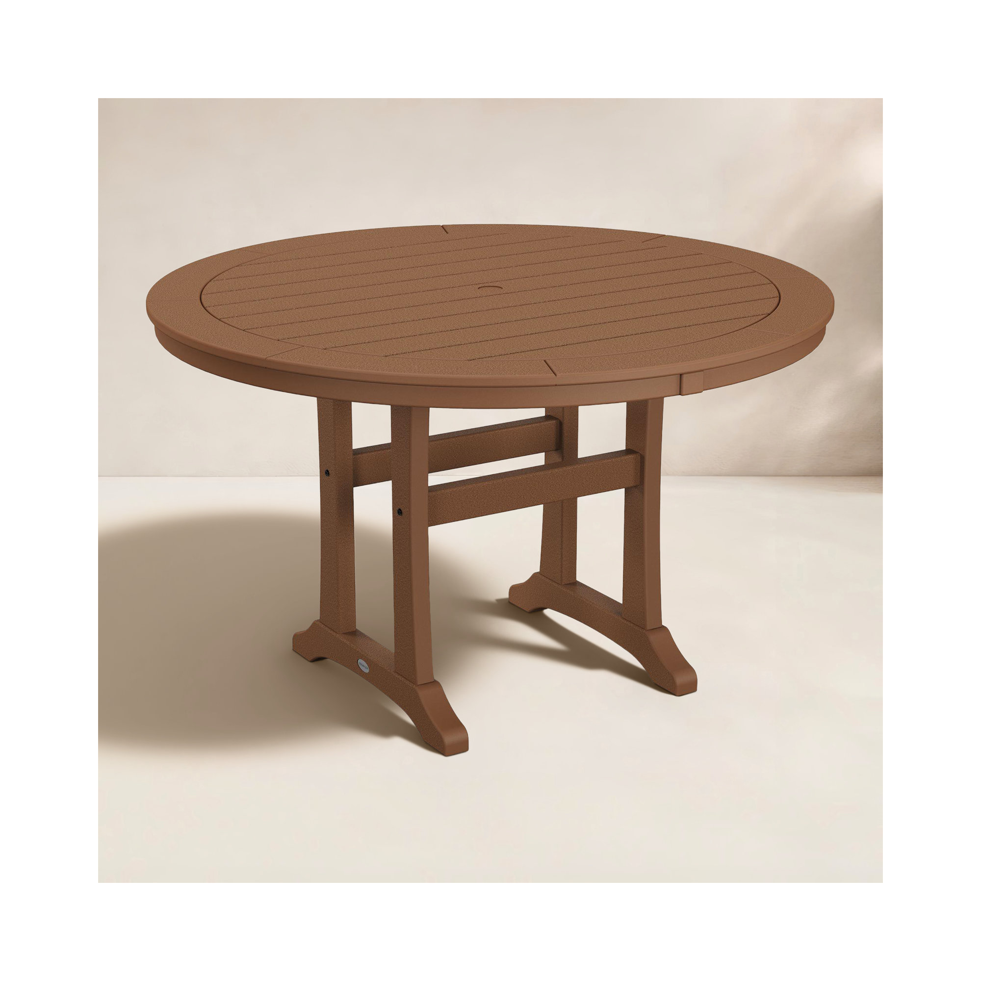 Nautical Trestle 48" Round Dining Table, Teak