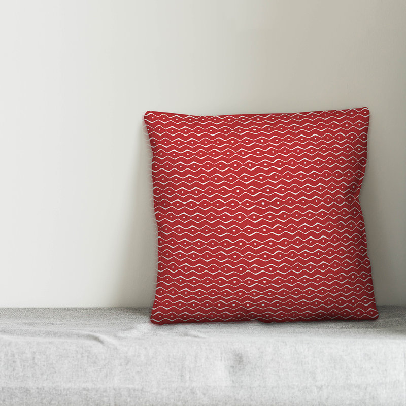  Housse et insert de coussin carré Tally, 16 po x 1 po, Chevron rouge 2