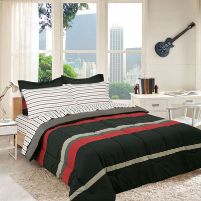 Rugby Polyester Channel Striped Comforter