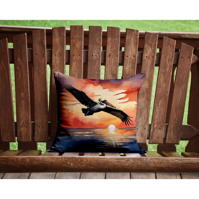 Coussin Pelican Fiery Sunset, Carré 14 po