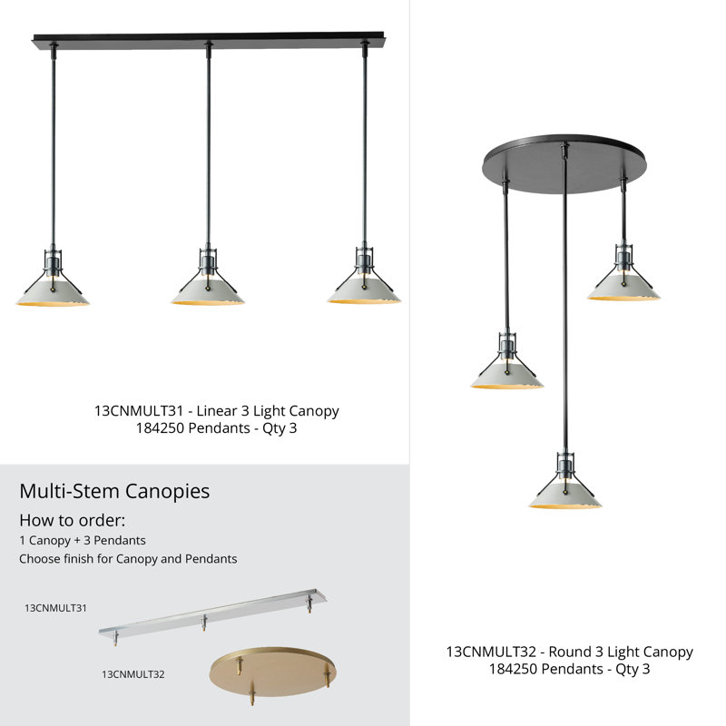 3-Light Round Canopy, Black
