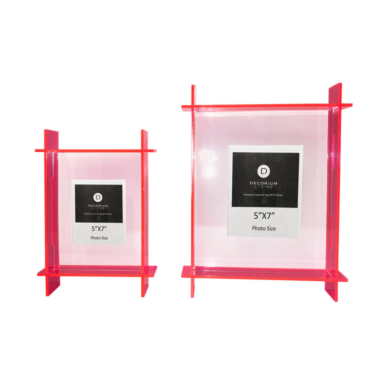 Cadre flottant en plastique néon, 8 po x 10 po, Rose