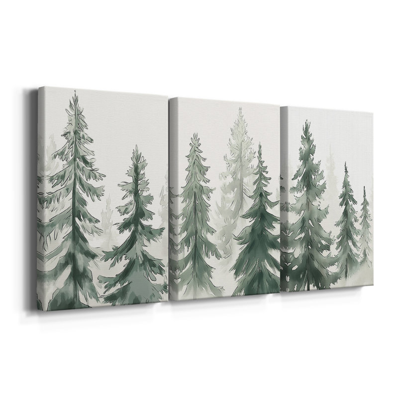 Christmas Holiday Art XCII - Toile tendue avec châssis sur mesure - 3 pièces, H 27 po x l 54 po