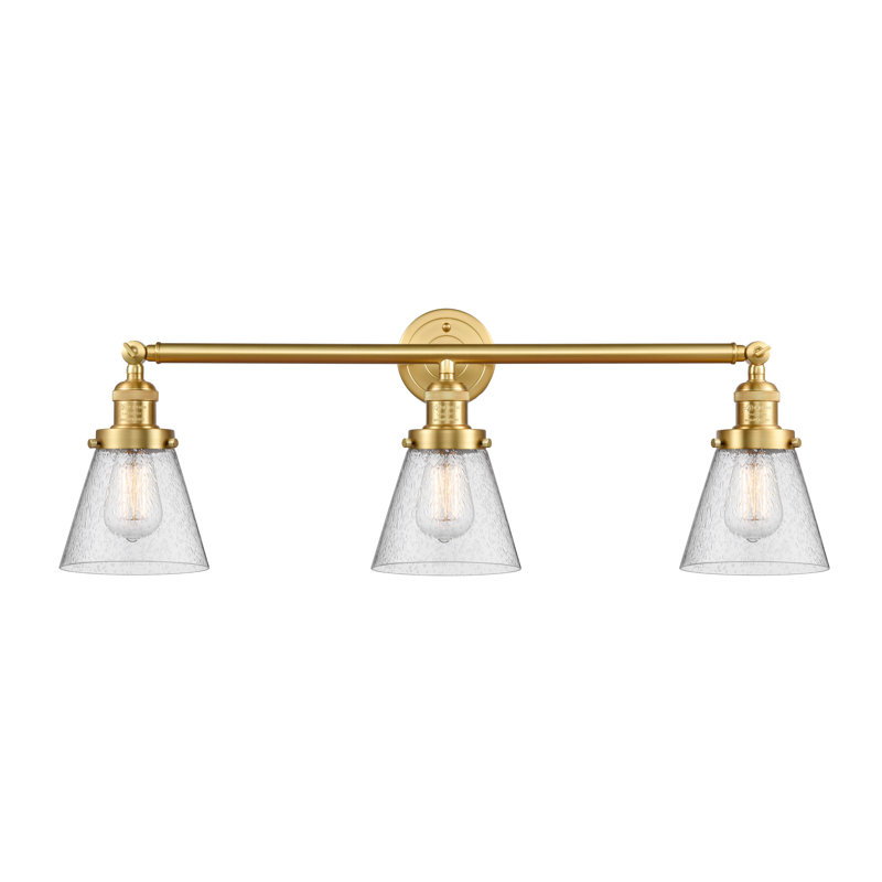 3 - Light Dimmable Vanity Light, Satin Gold