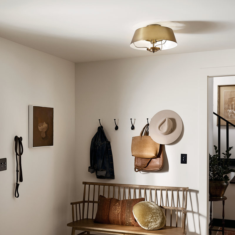 Luminaire suspendu convertible, Laiton naturel brossé, Laiton naturel brossé